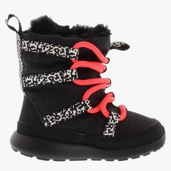 NIKE Girl's Rosherun Hi Sneakerboot (PTV) Black/Hyper Punch-White NWOT 11C - Picture 3 of 8